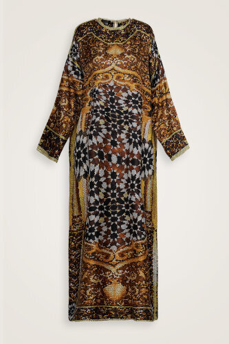 1001 Nights Gold Silk Dress - Imannoor