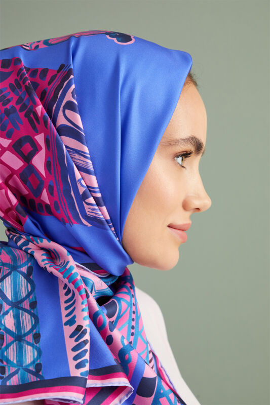 1001 Minarets Silk Scarf Blue - 3