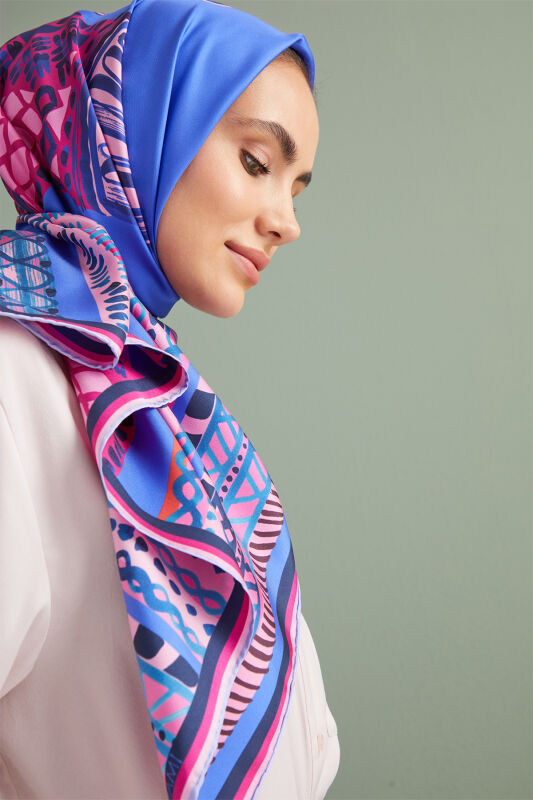 1001 Minarets Silk Scarf Blue - 5