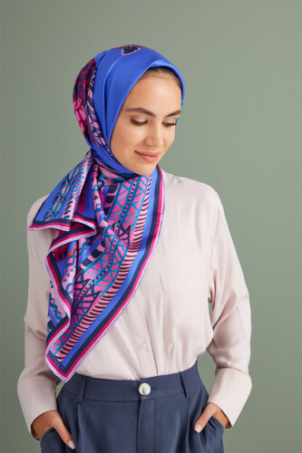 1001 Minarets Silk Scarf Blue 