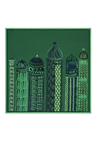 1001 Minarets Silk Scarf Green 