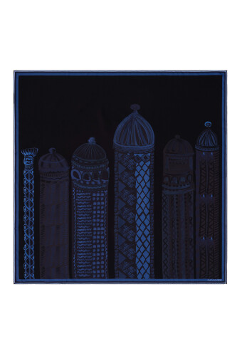 1001 Minarets Silk Scarf Navy 