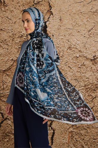 1001 Nights Silk Shawl Turquoise - 1