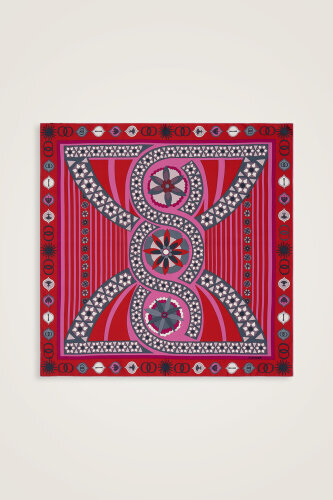 3 Daisy Silk Scarf Red 