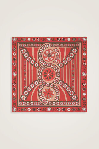 Üç Papatya Mercan Tivil İpek Eşarp 90x90 - Imannoor (2)