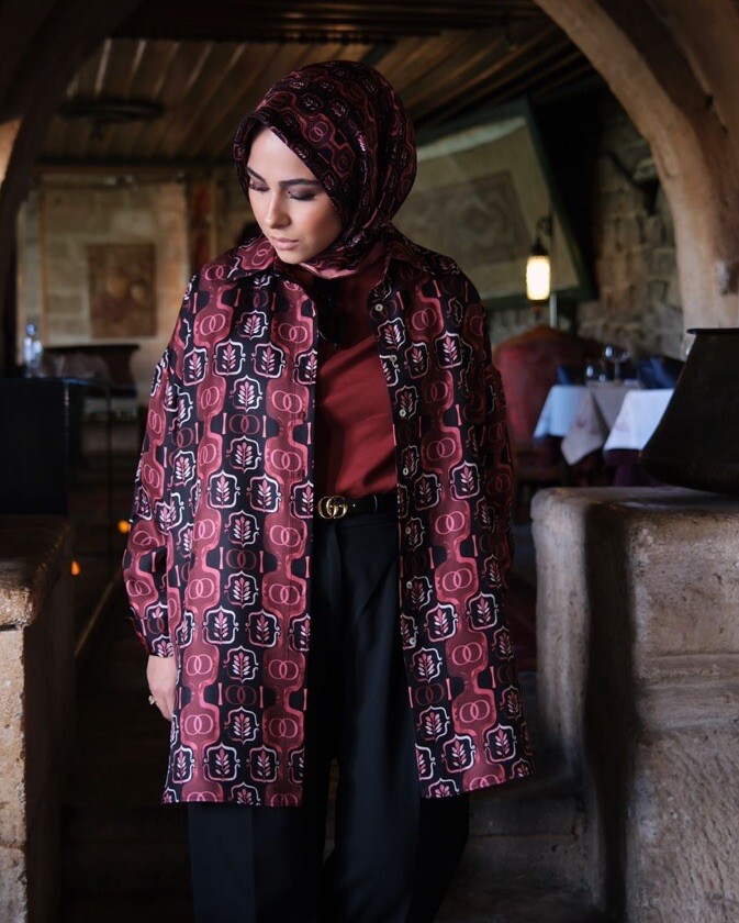 Girdap Bordo Tivil İpek Eşarp