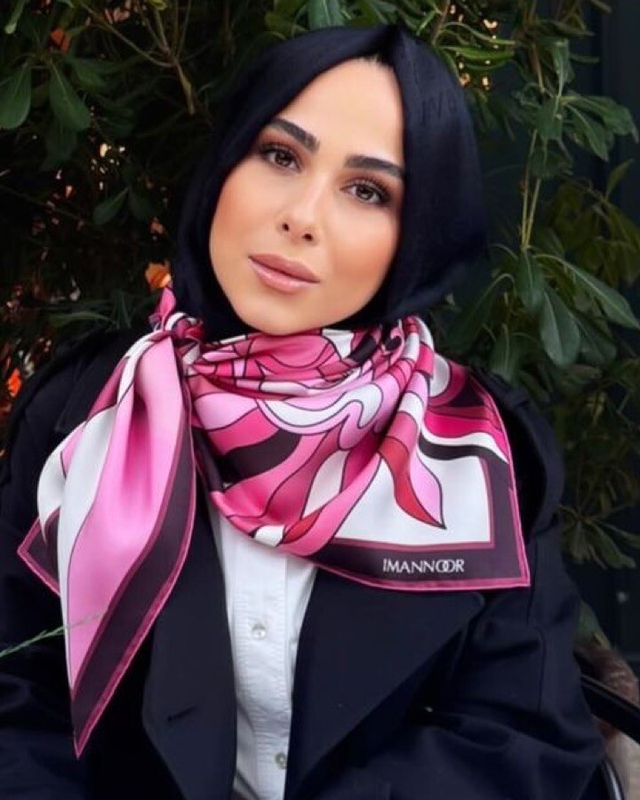 Neşe Bordo Tivil İpek Eşarp 90x90 - Imannoor