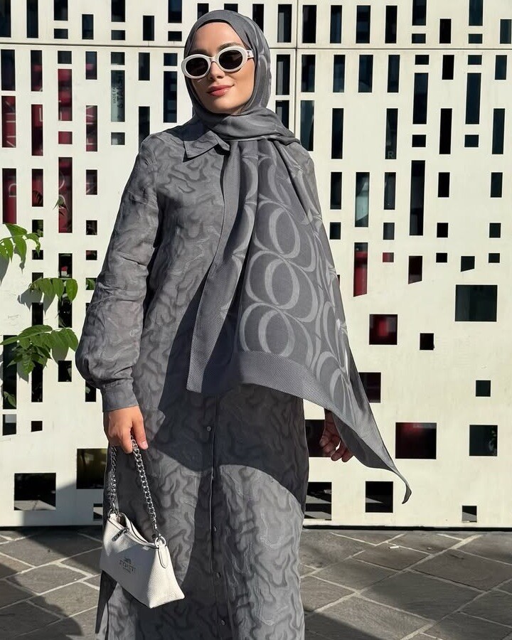 Büyük Bambunoor Gri Ferah Tensel Şal 70x200 - Imannoor