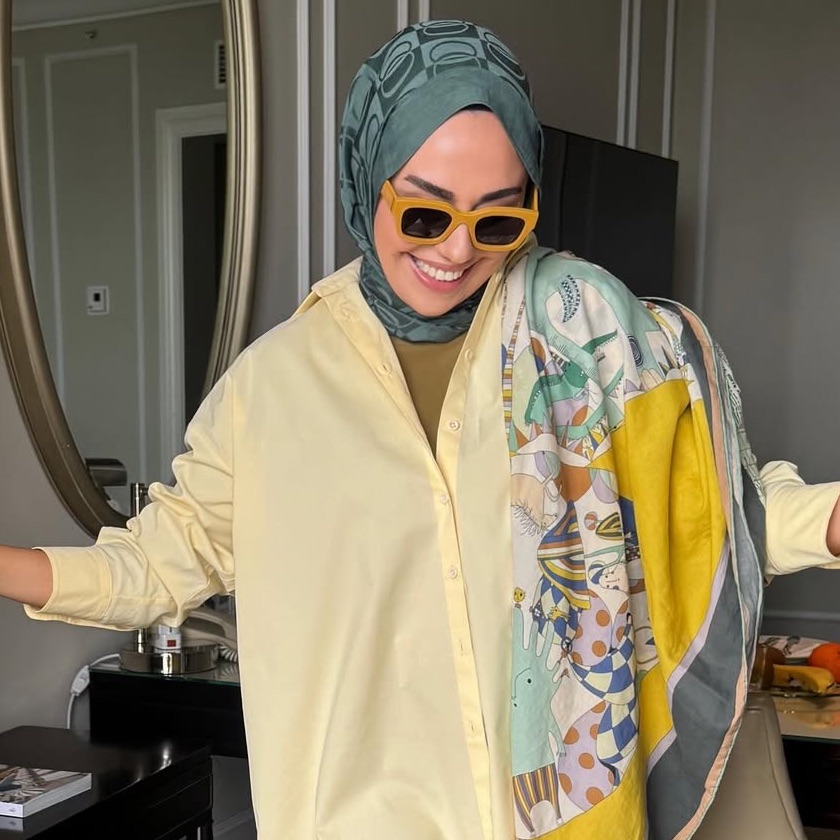 Dama Desen Petrol Naia Pamuk Şal 70x200 - Imannoor