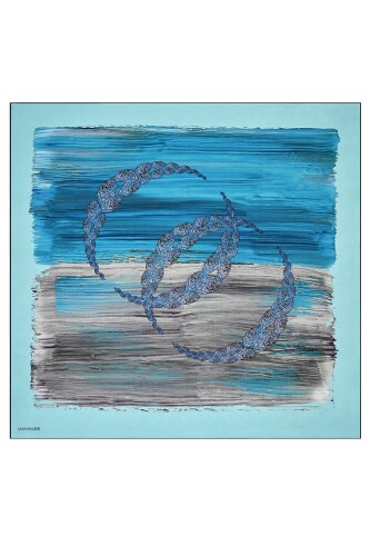 About the Horizon Silk Scarf Blue 
