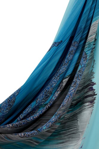About the Horizon Silk Scarf Blue - 5