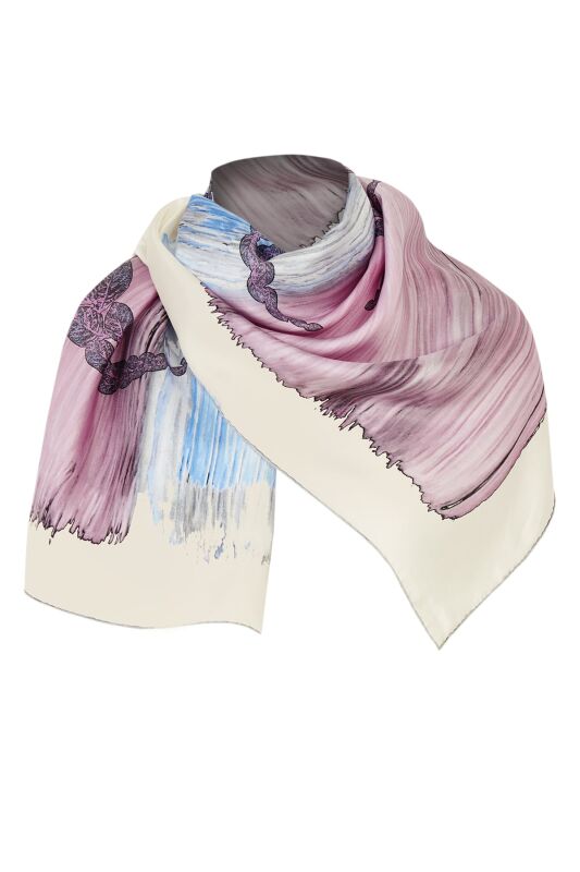 About the Horizon Twill Silk Scarf Turquoise - 7