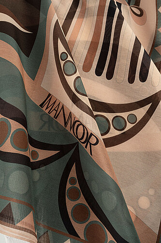 African Beige-Brown Cotton Silk Voile Scarf - Imannoor (1)