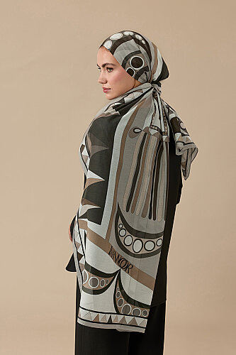 African Grey Cotton Silk Voile Scarf 
