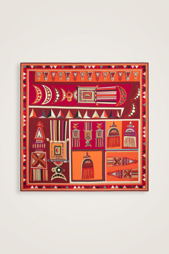 African Orange-Rose Double-Sided Twill Silk Scarf 94x94 - 1