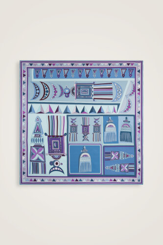 xAfrican Turquoise-Purple Double-Sided Twill Silk Scarf - 3