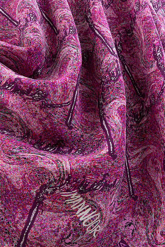 Alaz Atları Pembe Krep İpek Şal 70x210 - 2