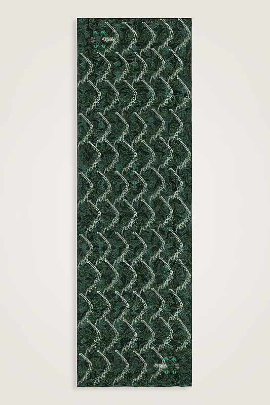 Alaz Horses Green Crepe Silk Scarf - 1