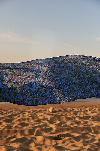 Alaz Horses Navy Blue Crepe Silk Scarf 