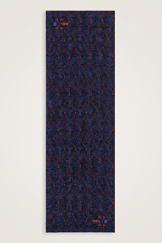 Alaz Horses Navy Blue-Orange Crepe Silk Scarf - 1