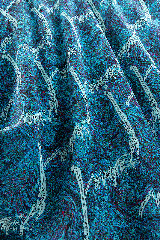 Alaz Horses Turquoise Crepe Silk Scarf - 2