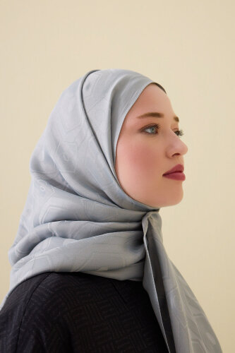 Altıgen Baklava Gri Ramy Jakar Şal 70x190 - Imannoor (3)