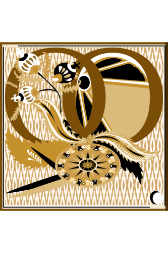 Altın OO Desenli Altın İpek Eşarp 140x140 - 1
