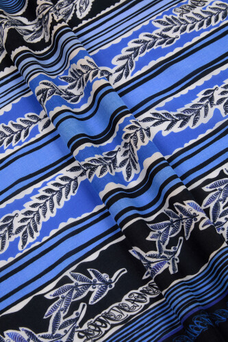 Ancient Flower Cotton Shawl Blue - 4