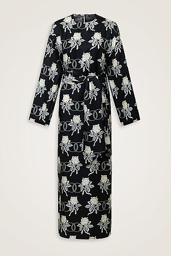 Aşk Desen Siyah İpek Elbise - Imannoor (1)