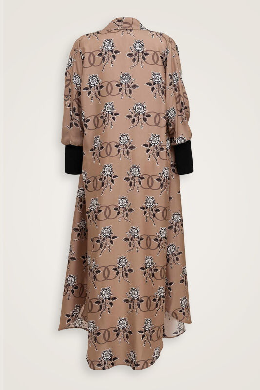 Aşk Triko Kollu Vizon Tivil İpek Kimono - 4