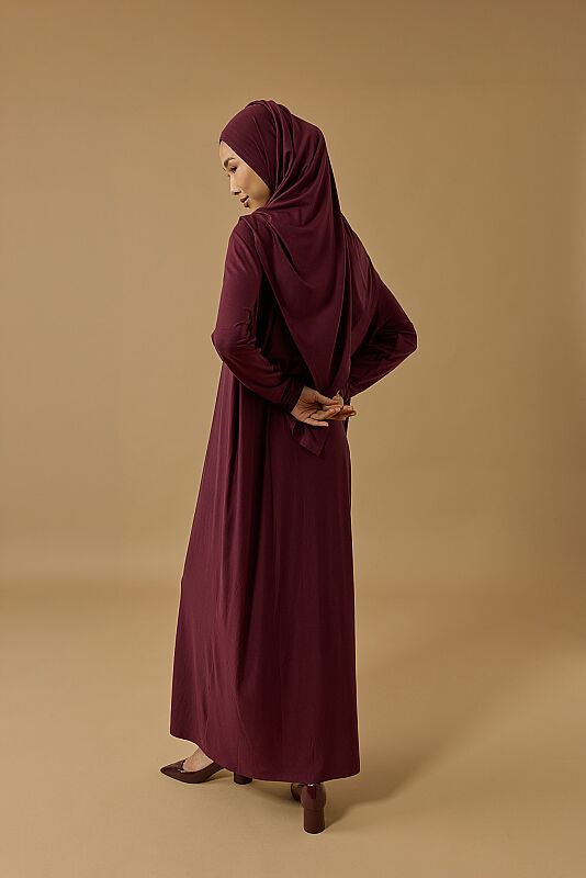  Aşka Yolculuk Bordo Penye Elbise - 4