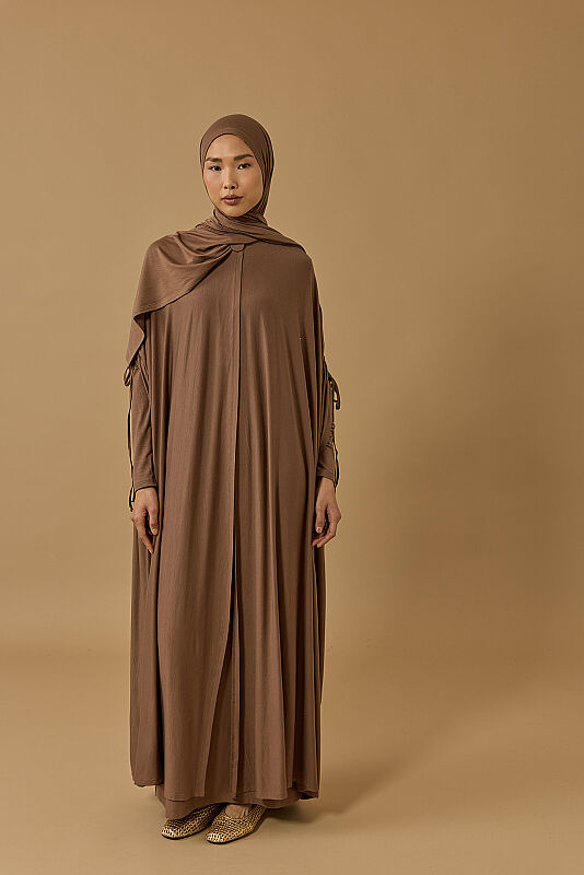 Aşka Yolculuk Cappucino Penye Abaya - 5