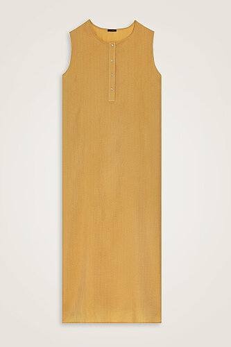 Aşka Yolculuk Hardal Naia Pamuk Kolsuz Elbise 