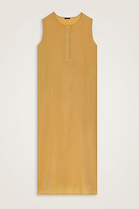 Aşka Yolculuk Hardal Naia Pamuk Kolsuz Elbise - 1