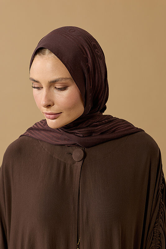 Aşka Yolculuk Koyu Kahverengi Penye Abaya - 5