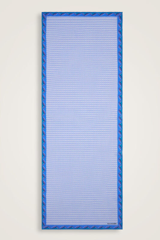 Aşkın Kanatları Mavi Krep İpek Kaftan Şalı 70x210 - 1