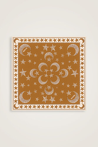 Ayla Star Beige Twill Silk Scarf - 1