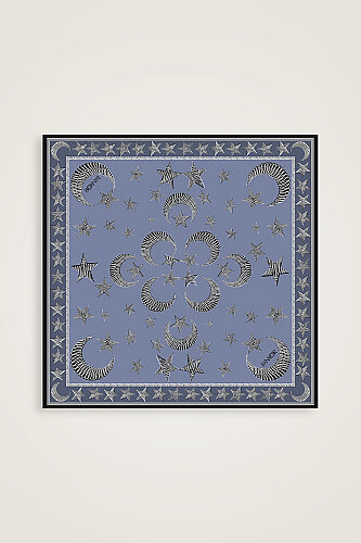 Ayla Star Indigo Twill Silk Scarf 