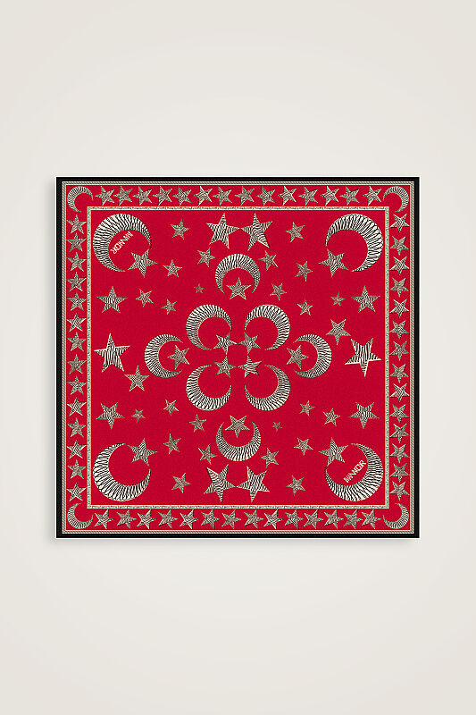 Ayla Star Red Twill Silk Scarf - 1