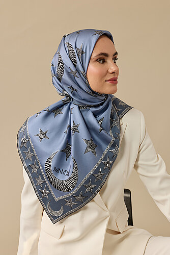 Ayla Yıldız İndigo Tivil İpek Eşarp 90x90 - Imannoor (3)