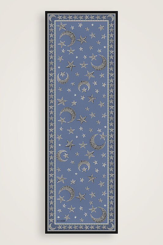 Ayla Yıldız Mavi Pamuk Floş Şal 70x210 - 1
