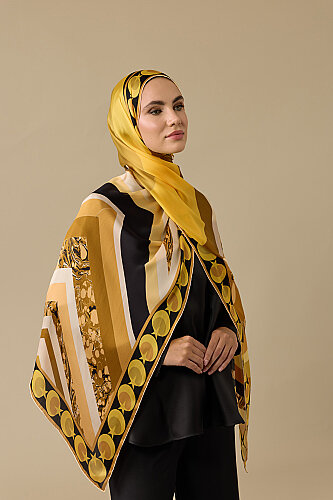 Ayla Yıldız Yellow Chiffon Silk Shawl 