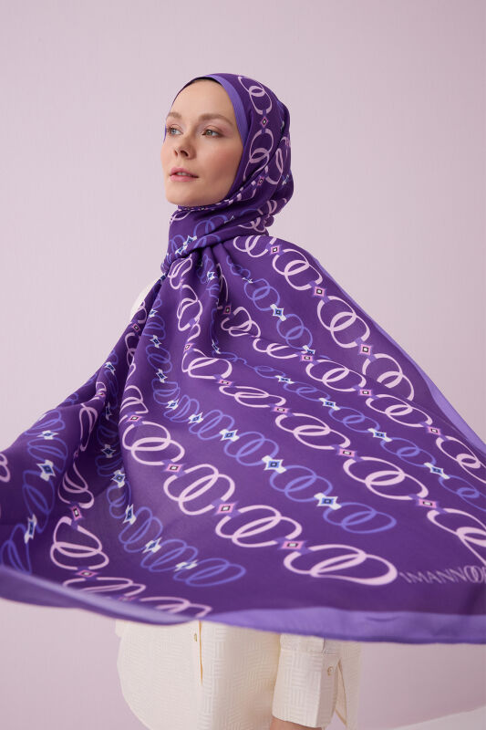 Baklava Noor Flush Viscose Shawl Purple - 7