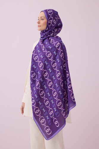 Baklava Noor Flush Viscose Shawl Purple - 5