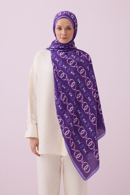 Baklava Noor Mor Floş Viskon Şal 70x210 - 1