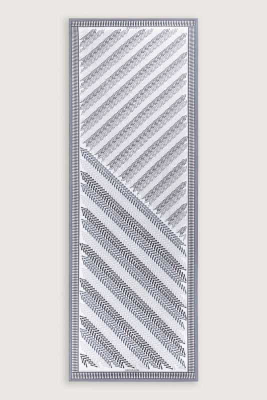 Balık Sırtı Mavi Floş Viskon Şal 70x210 - 2