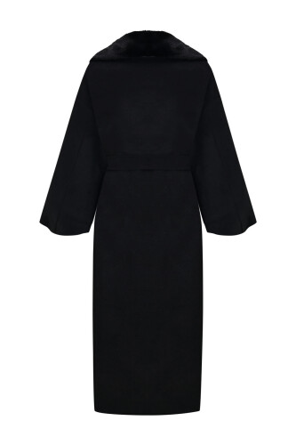 Balloon Sleeve Black Coat - 2