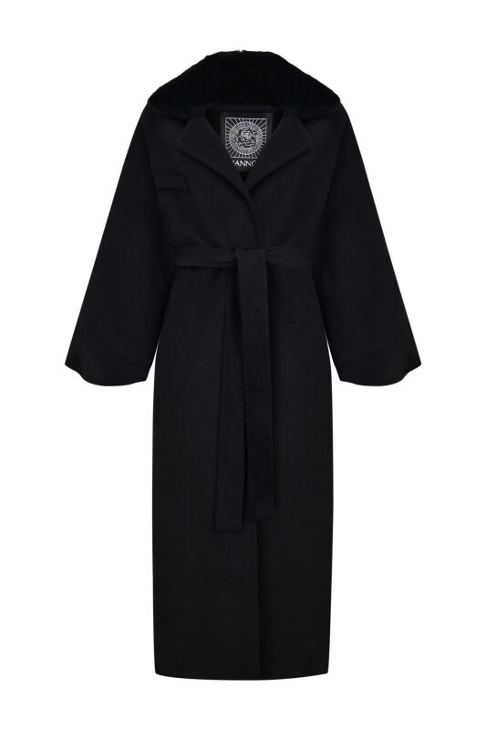 Balloon Sleeve Black Coat - 1