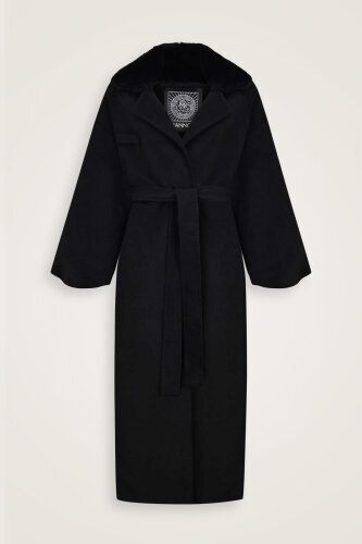 Balloon Sleeve Black Coat - 1