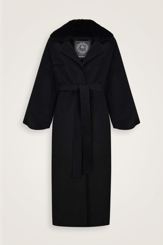 Balloon Sleeve Black Coat - 1